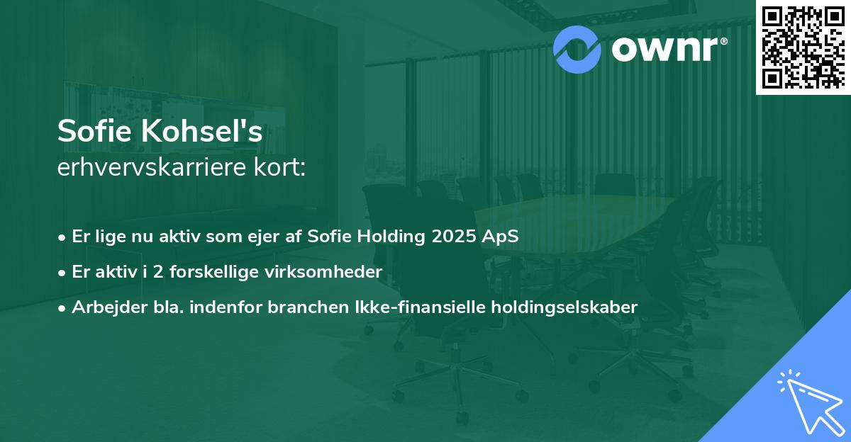 Sofie Kohsel's erhvervskarriere kort