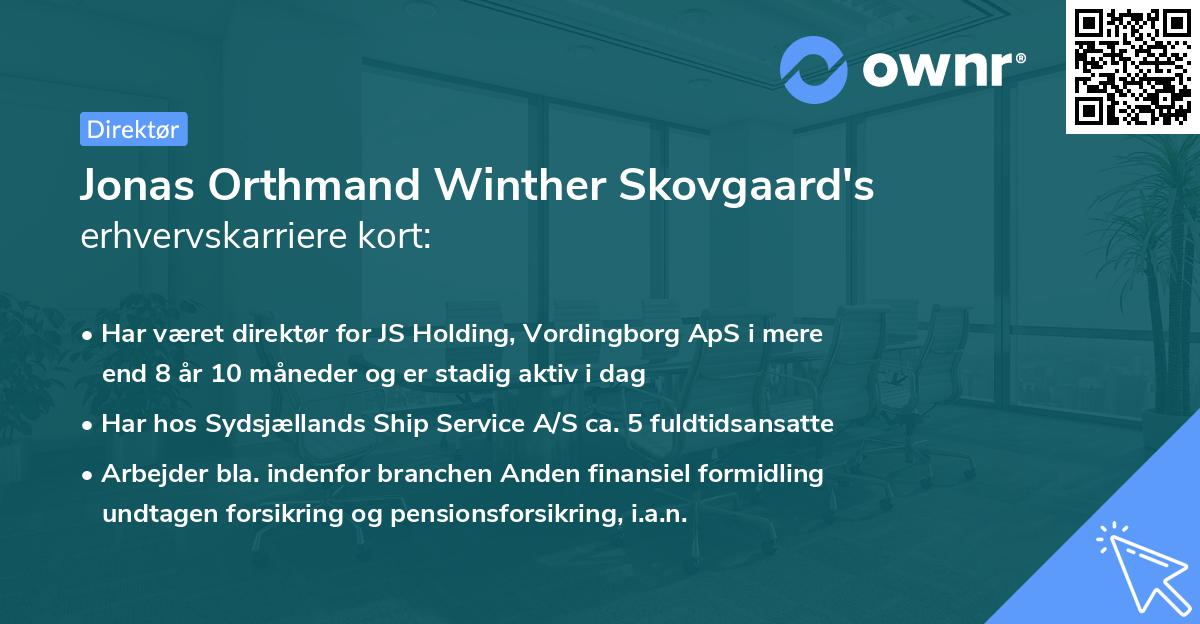 Jonas Orthmand Winther Skovgaard's erhvervskarriere kort