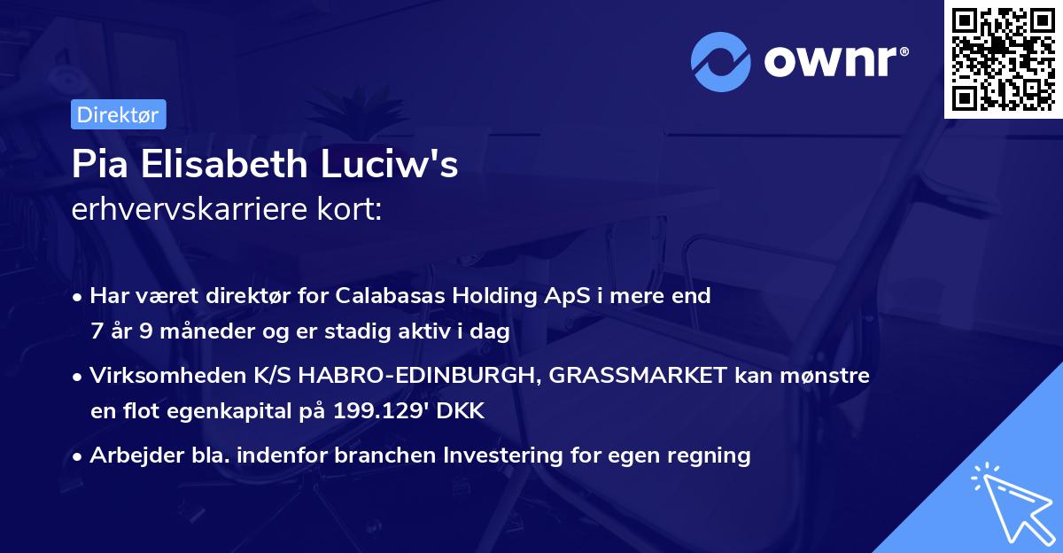 Pia Elisabeth Luciw's erhvervskarriere kort