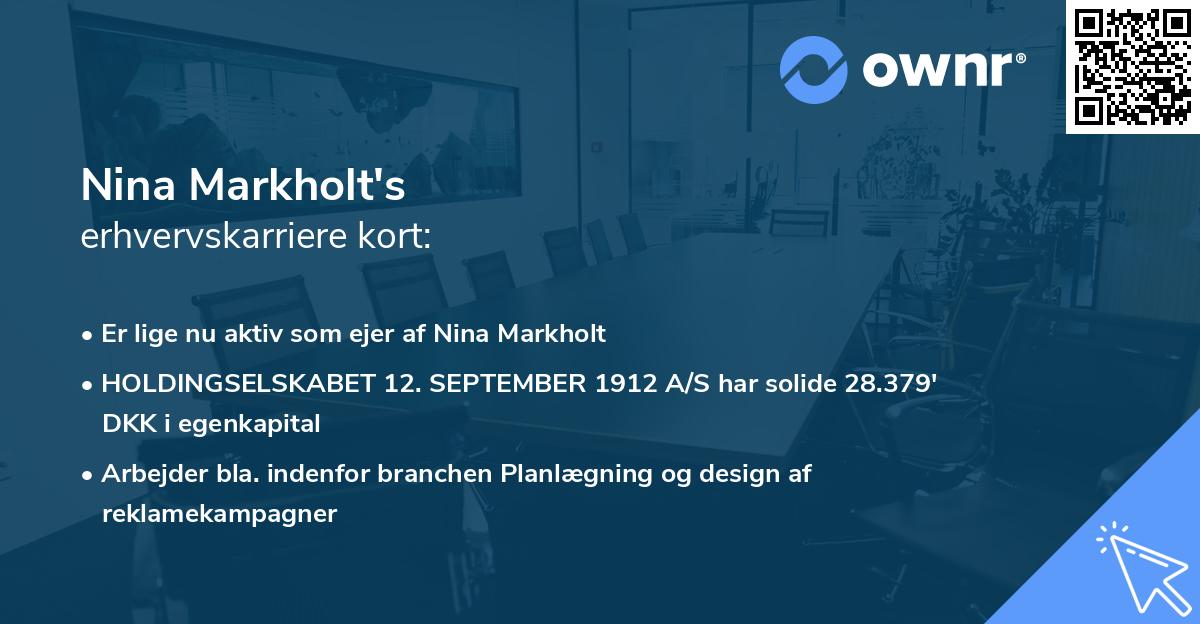 Nina Markholt's erhvervskarriere kort