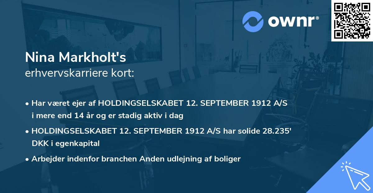 Nina Markholt's erhvervskarriere kort