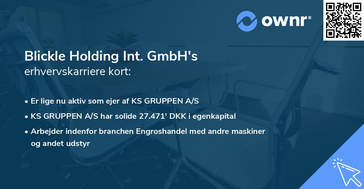Blickle Holding Int. GmbH's erhvervskarriere kort