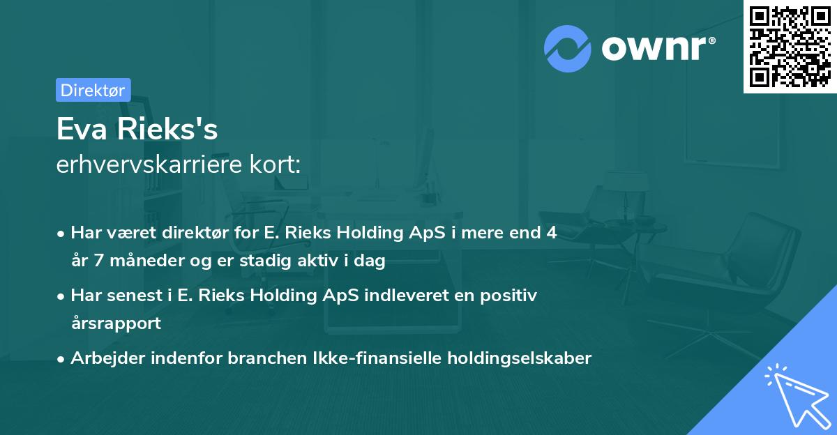 Eva Rieks's erhvervskarriere kort
