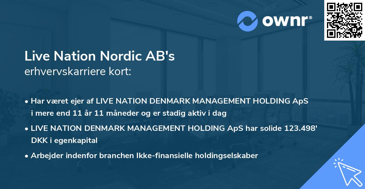 Live Nation Nordic AB's erhvervskarriere kort