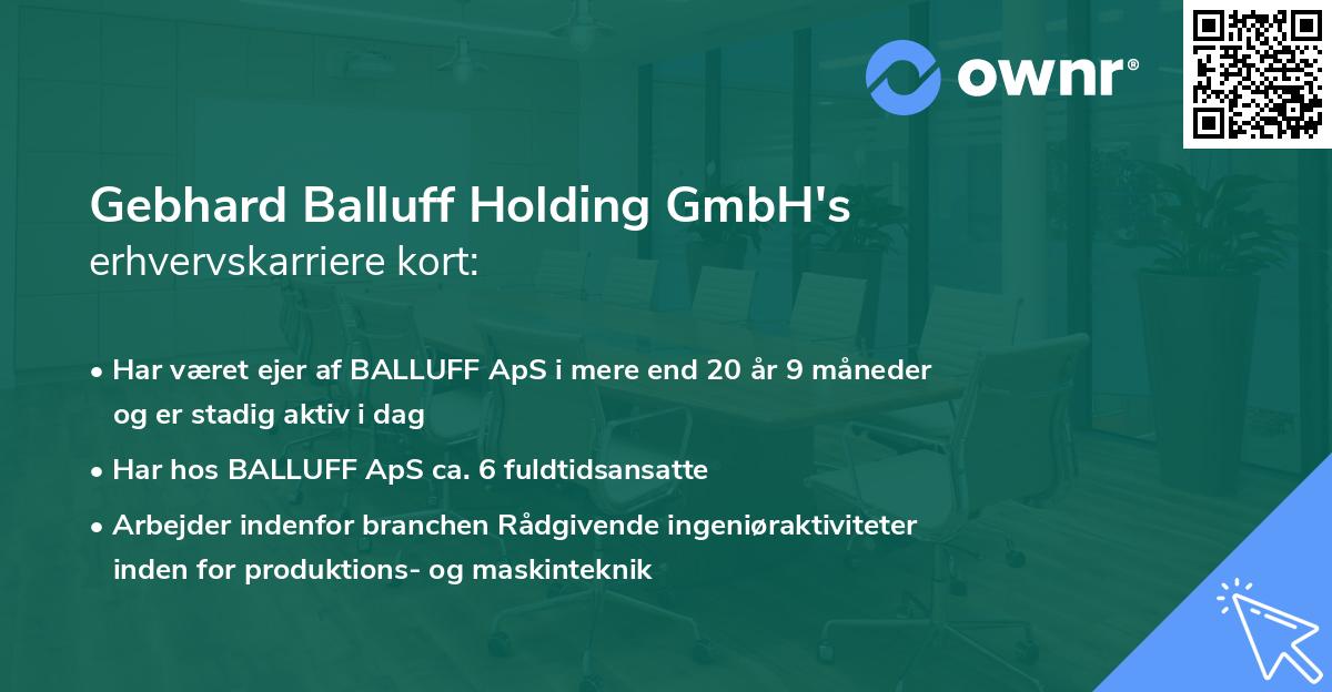 Gebhard Balluff Holding GmbH's erhvervskarriere kort