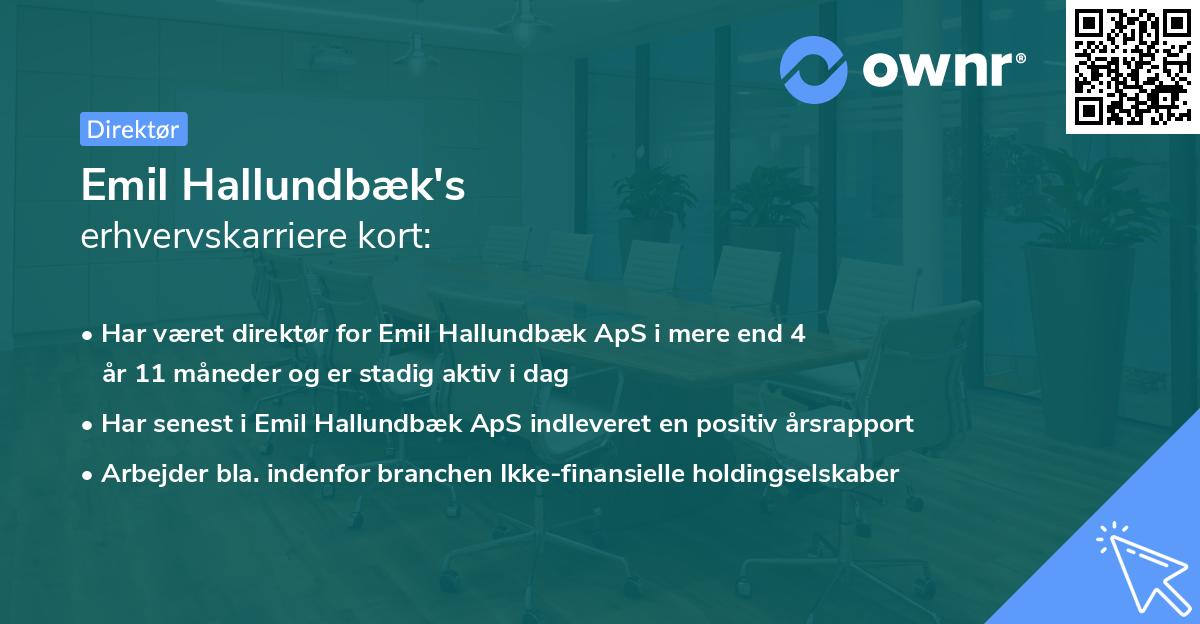 Emil Hallundbæk's erhvervskarriere kort