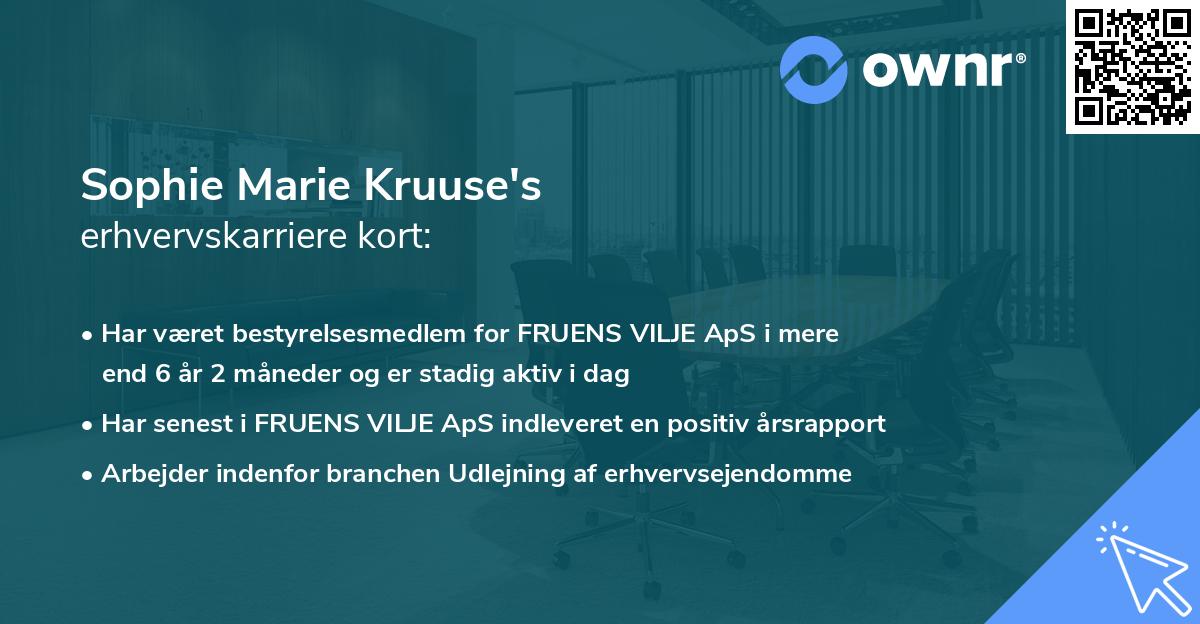 Sophie Marie Kruuse's erhvervskarriere kort