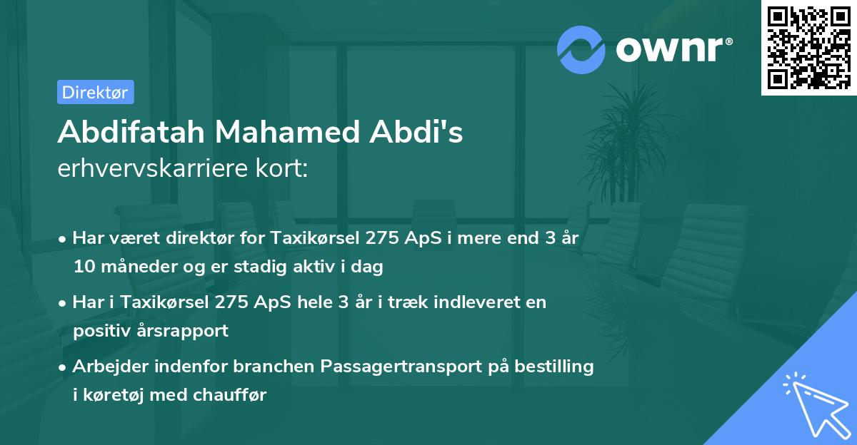 Abdifatah Mahamed Abdi's erhvervskarriere kort
