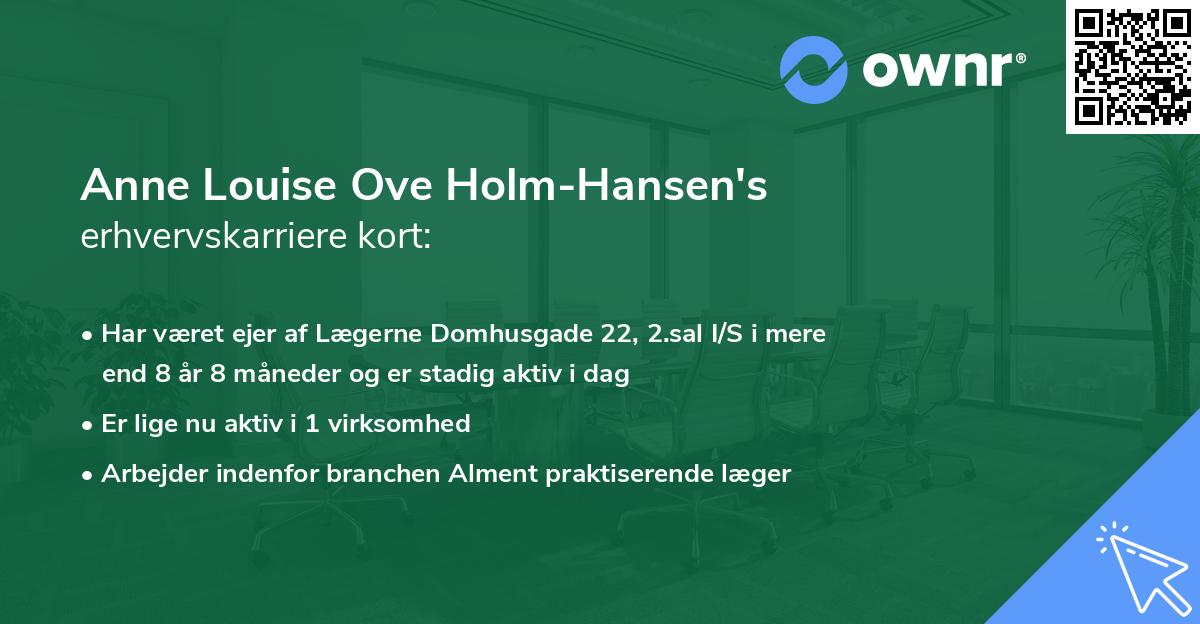 Anne Louise Ove Holm-Hansen 1 erhvervsrolle Er bosat i Danmark ownr®
