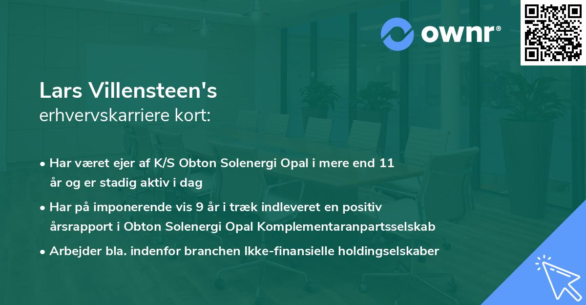 Lars Villensteen's erhvervskarriere kort