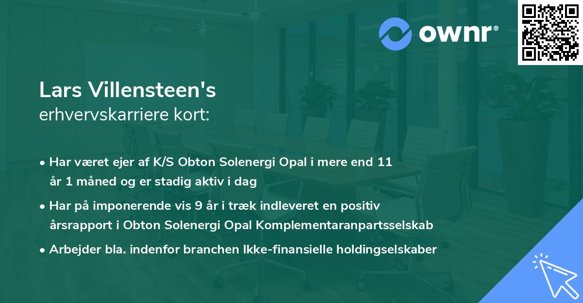 Lars Villensteen's erhvervskarriere kort
