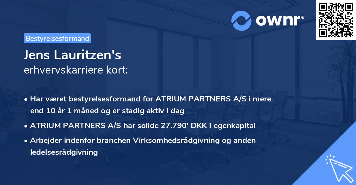 Jens Lauritzen's erhvervskarriere kort