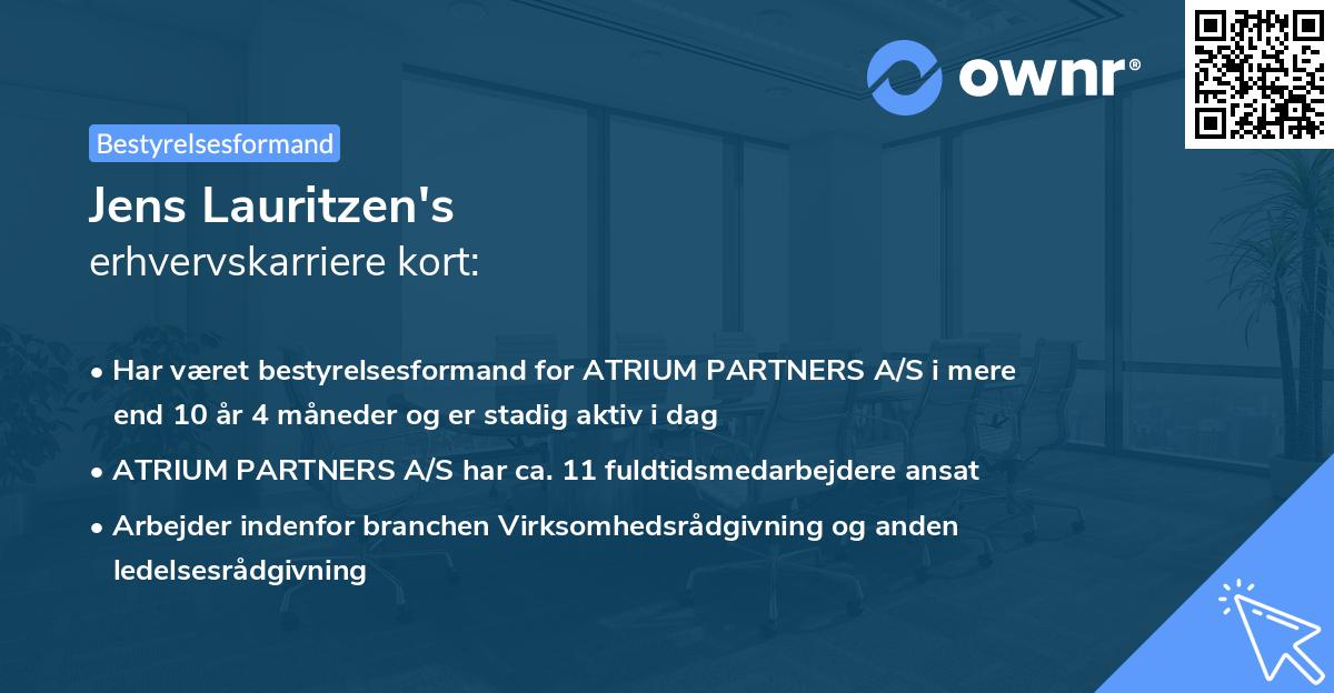 Jens Lauritzen's erhvervskarriere kort