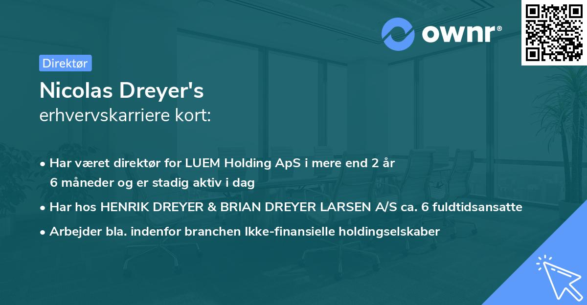 Nicolas Dreyer's erhvervskarriere kort