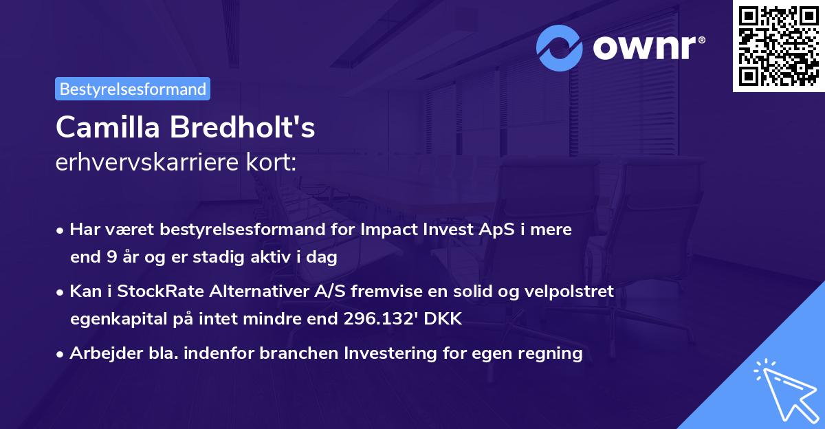 Camilla Bredholt's erhvervskarriere kort