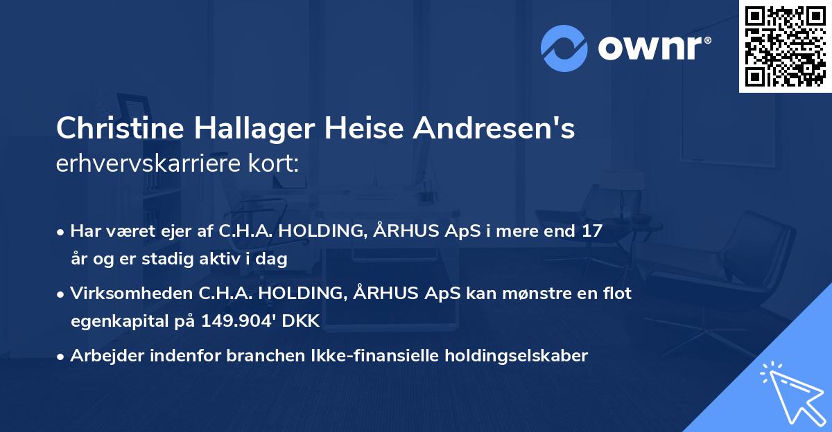 Christine Hallager Heise Andresen's erhvervskarriere kort