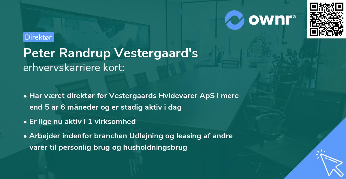 Peter Randrup Vestergaard's erhvervskarriere kort