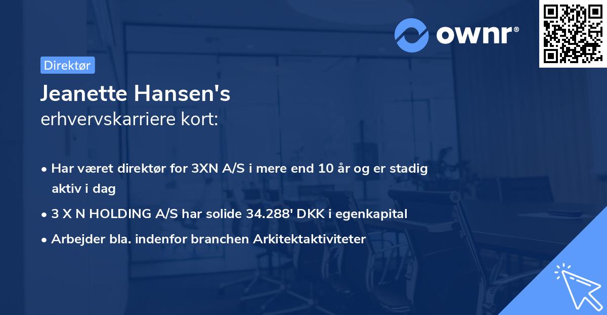 Jeanette Hansen's erhvervskarriere kort