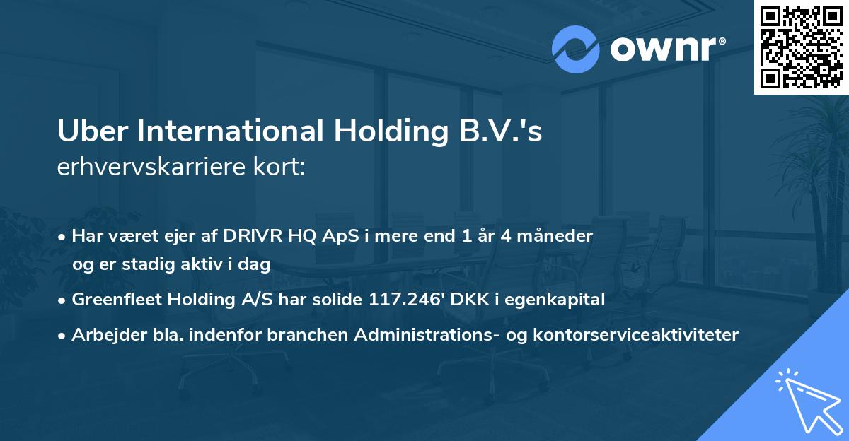 Uber International Holding B.V.'s erhvervskarriere kort