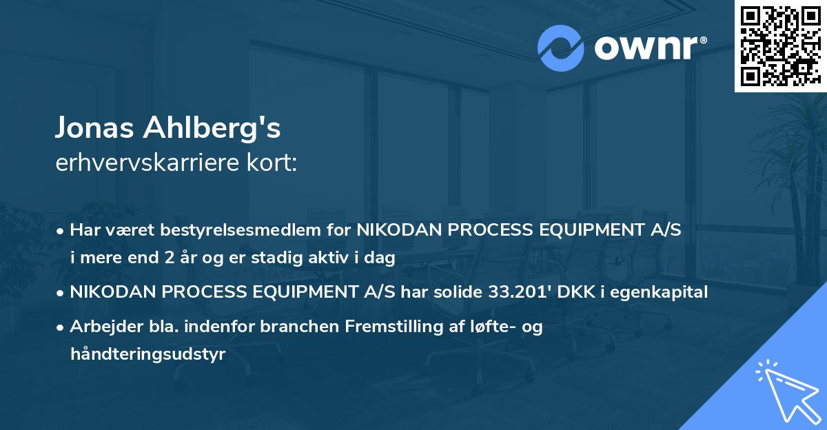 Jonas Ahlberg's erhvervskarriere kort