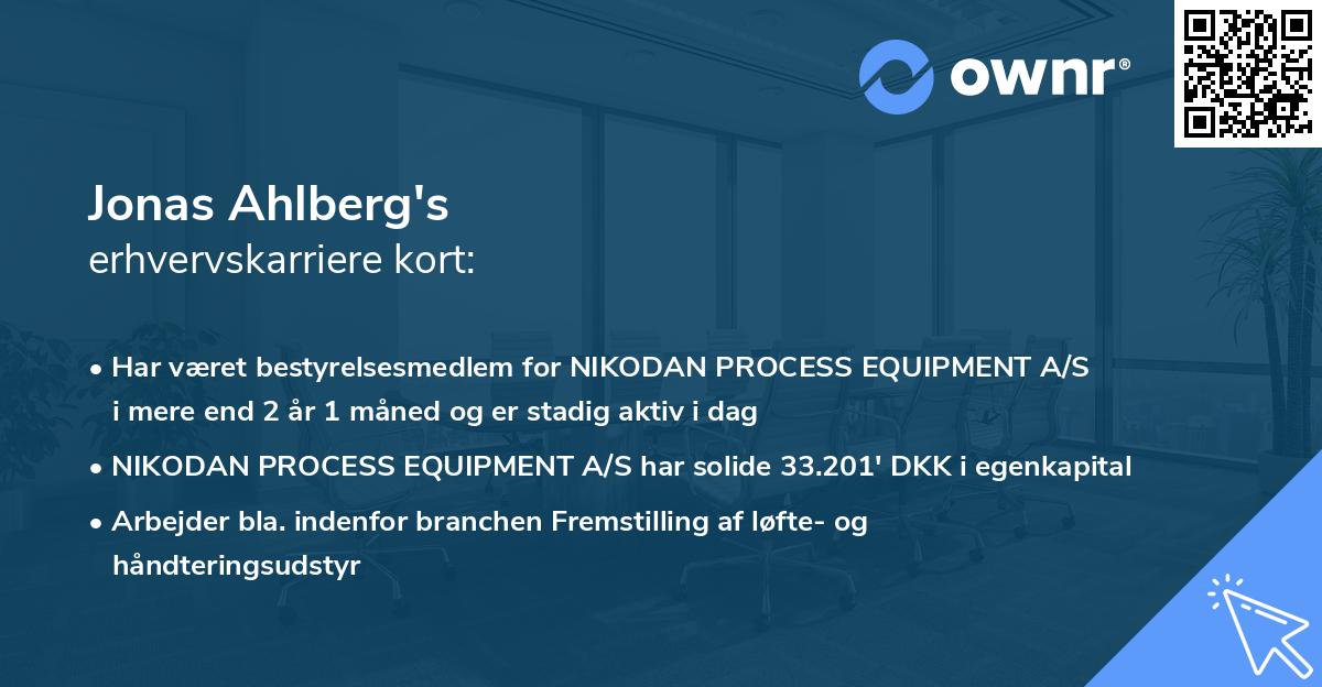 Jonas Ahlberg's erhvervskarriere kort