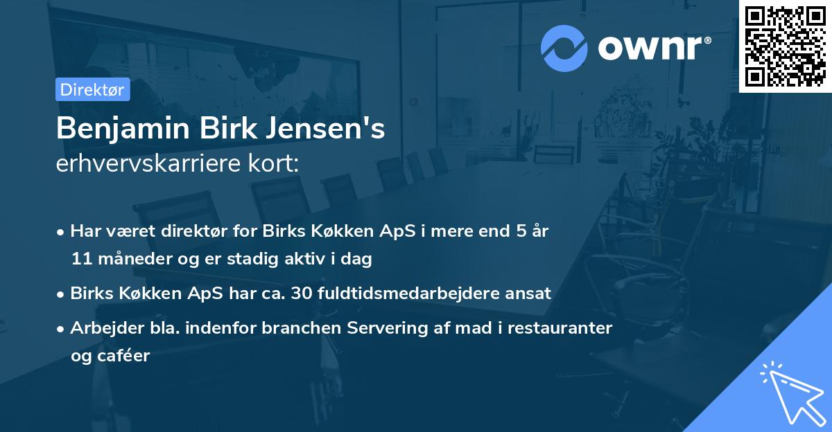 Benjamin Birk Jensen's erhvervskarriere kort