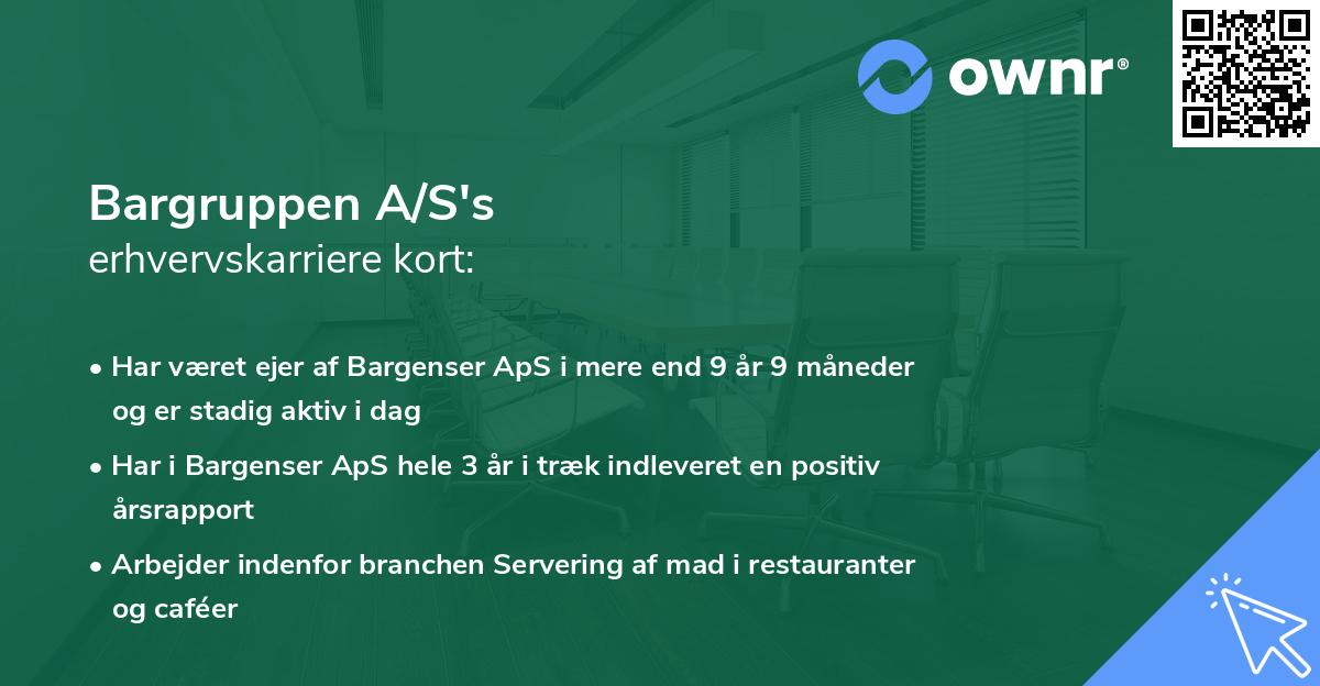 Bargruppen A/S's erhvervskarriere kort