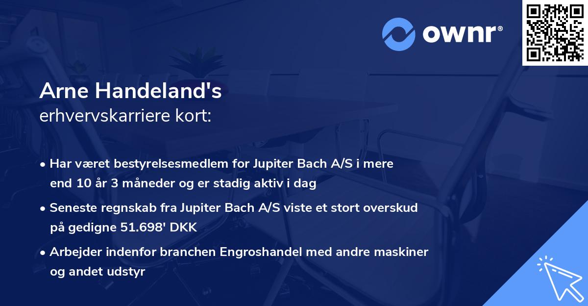Arne Handeland's erhvervskarriere kort