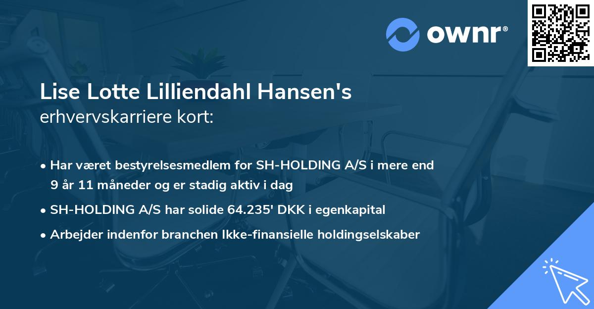 Lise Lotte Lilliendahl Hansen's erhvervskarriere kort