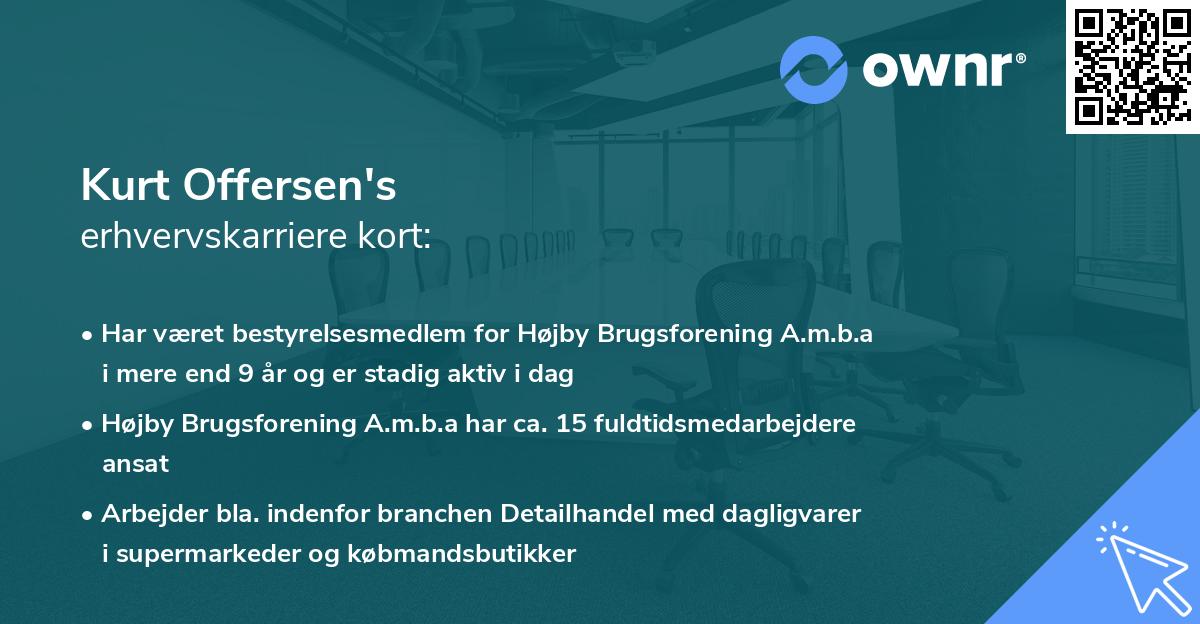 Kurt Offersen's erhvervskarriere kort