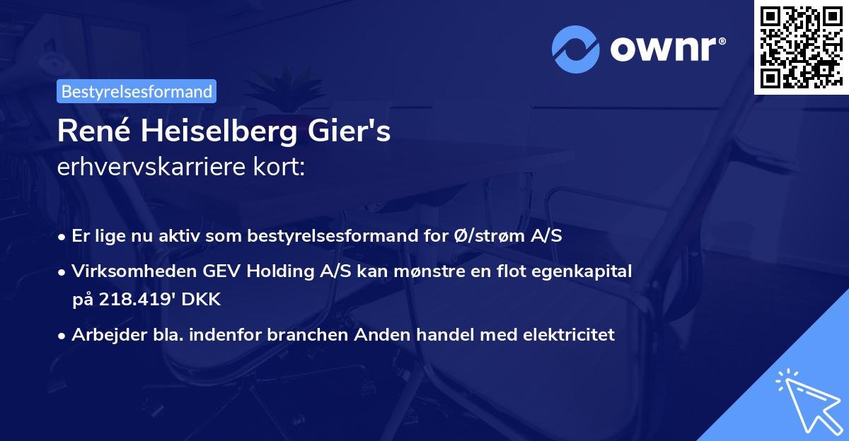 René Heiselberg Gier's erhvervskarriere kort