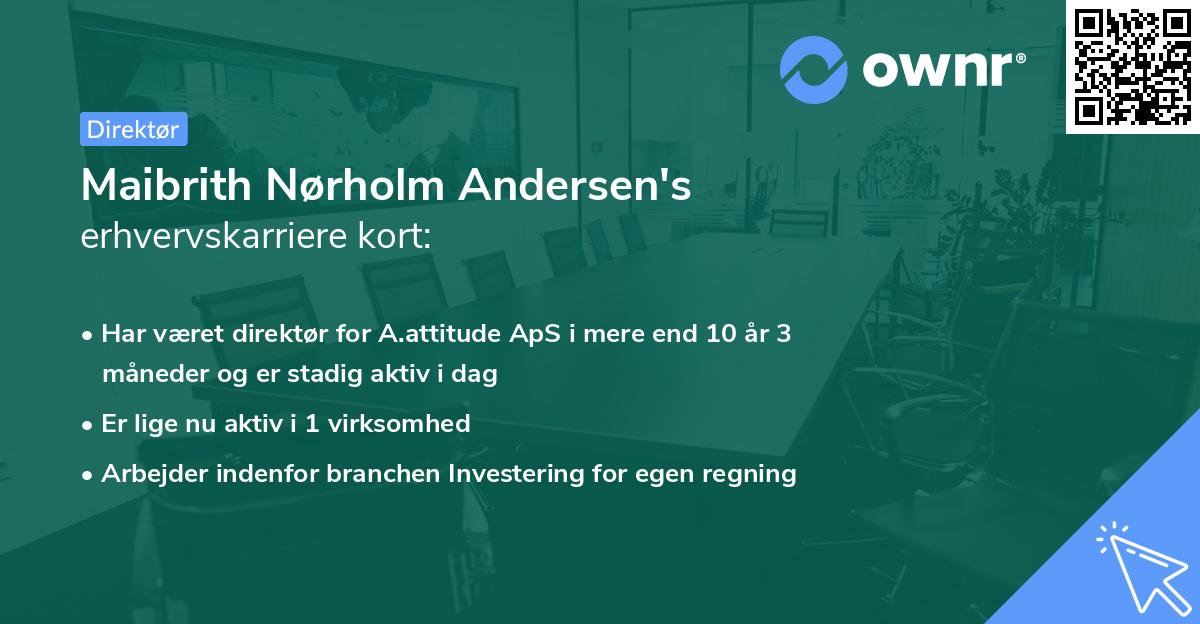 Maibrith Nørholm Andersen's erhvervskarriere kort