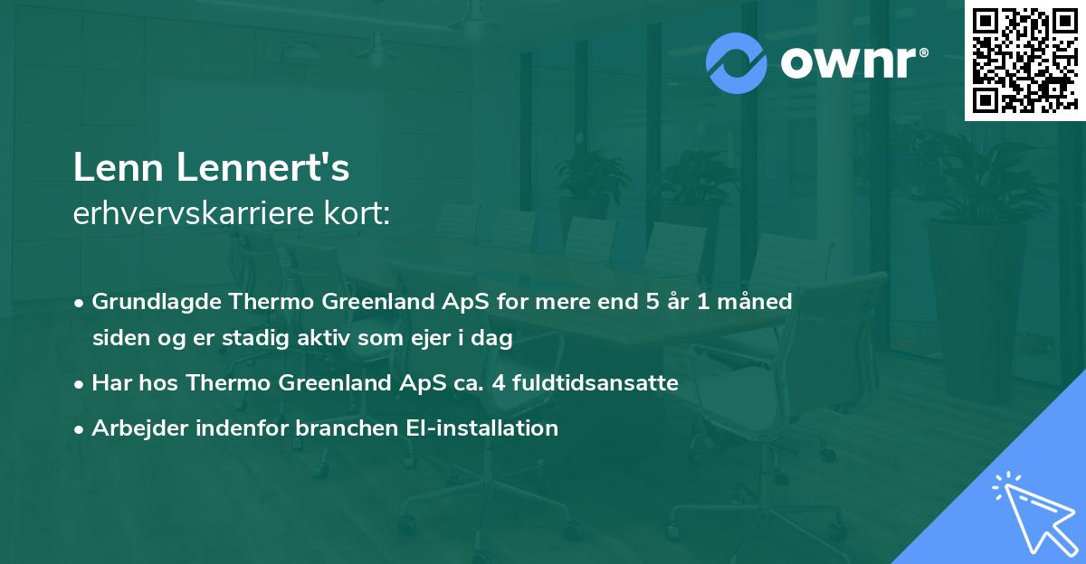 Lenn Lennert's erhvervskarriere kort