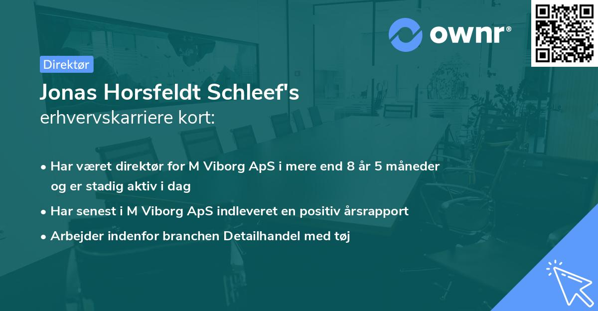 Jonas Horsfeldt Schleef's erhvervskarriere kort