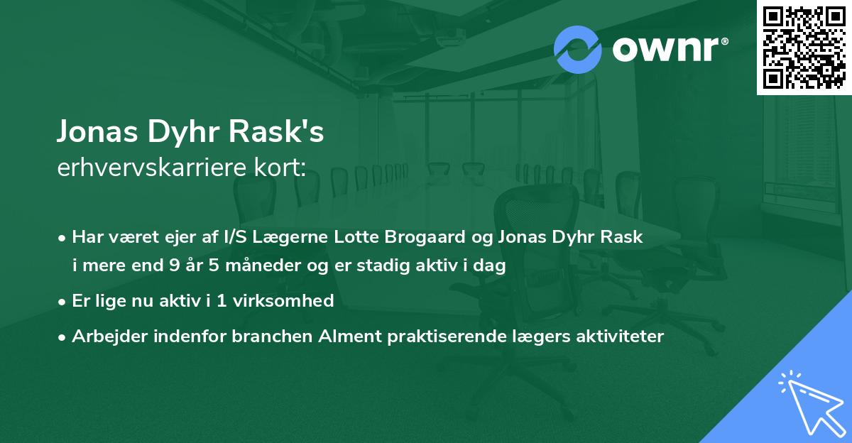 Jonas Dyhr Rask's erhvervskarriere kort