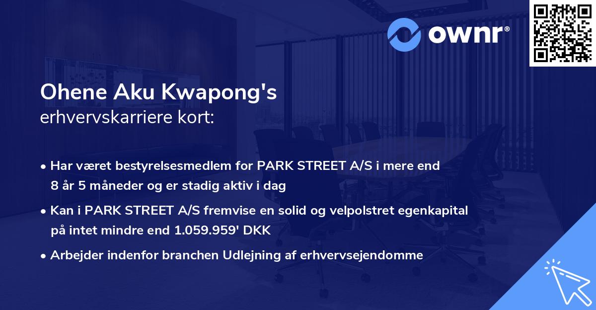 Ohene Aku Kwapong's erhvervskarriere kort