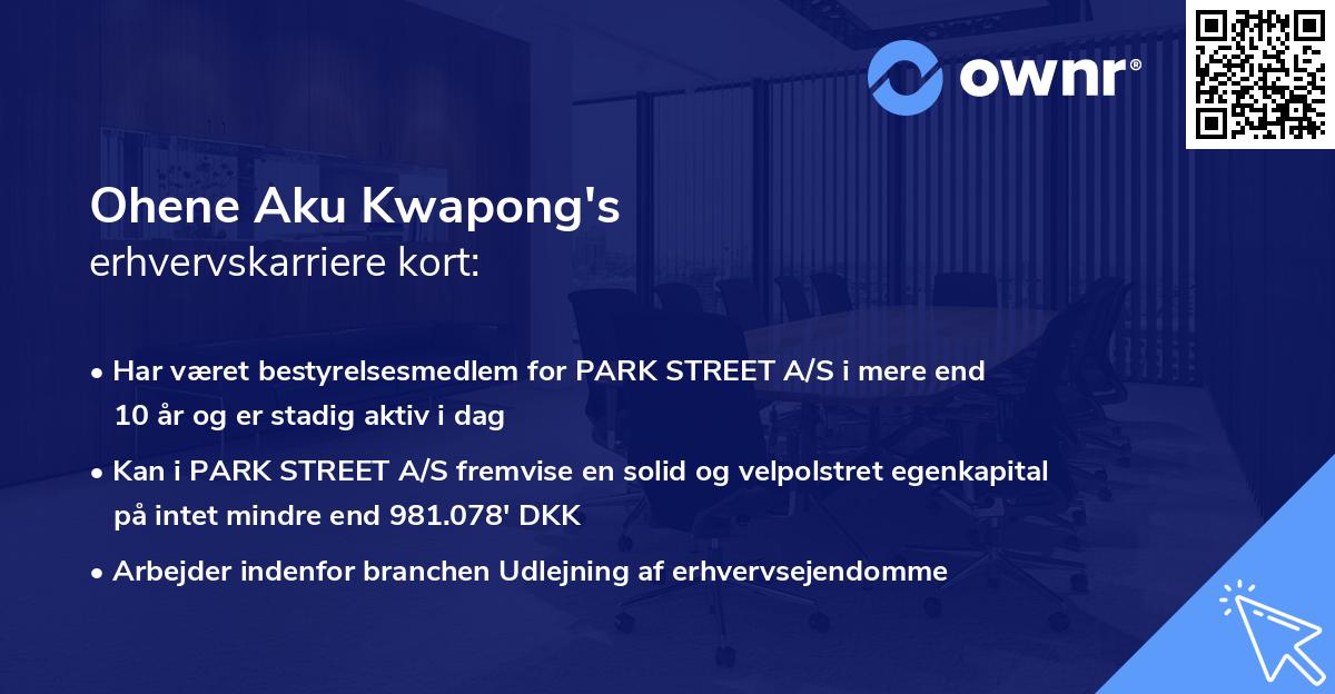 Ohene Aku Kwapong's erhvervskarriere kort