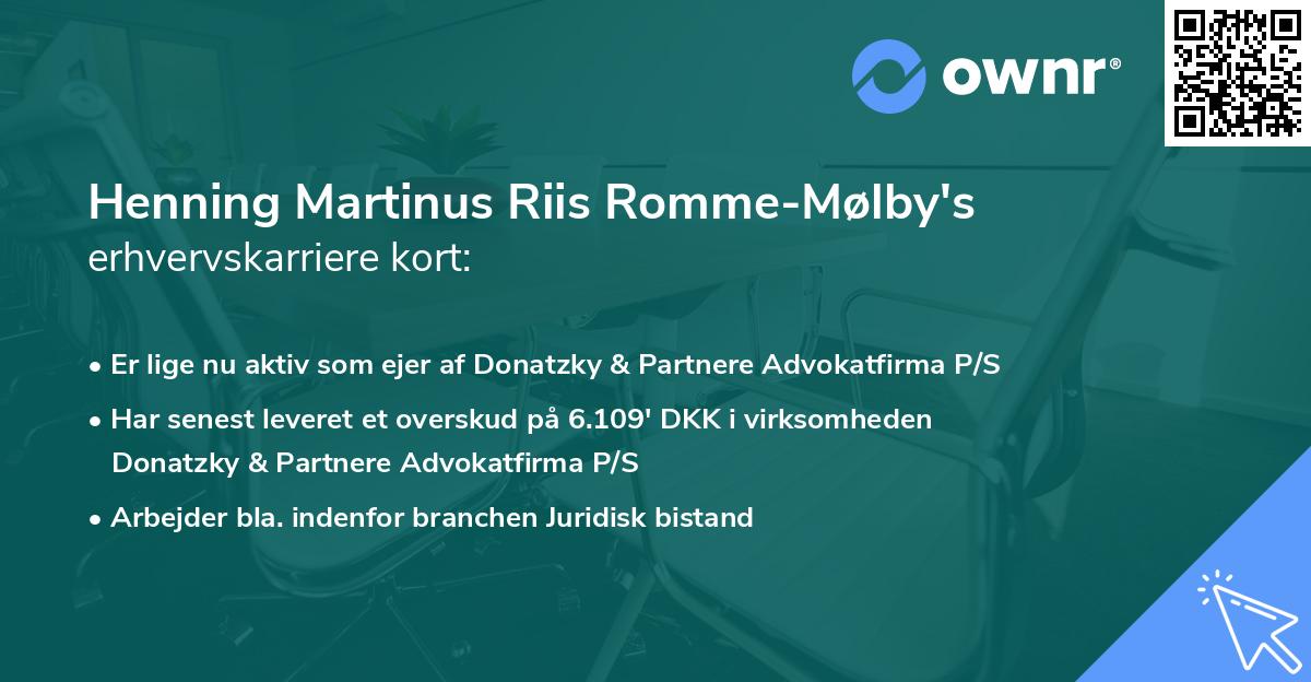 Henning Martinus Riis Romme-Mølby's erhvervskarriere kort