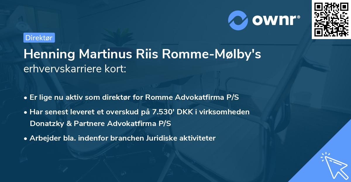 Henning Martinus Riis Romme-Mølby's erhvervskarriere kort