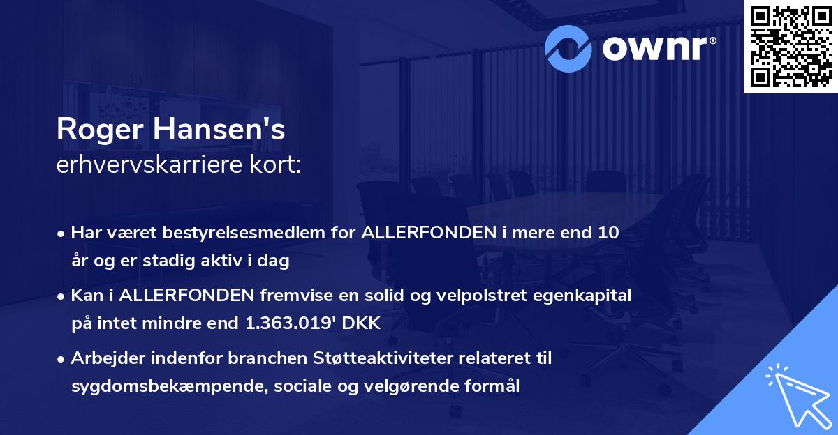 Roger Hansen's erhvervskarriere kort