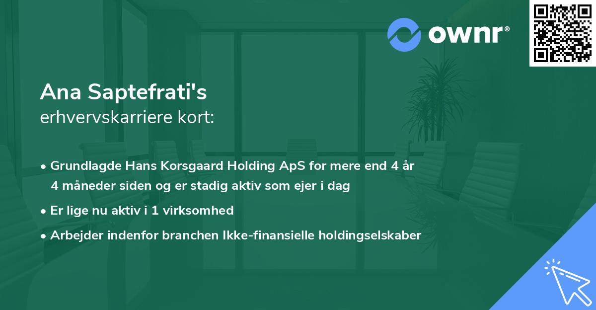 Ana Saptefrati's erhvervskarriere kort