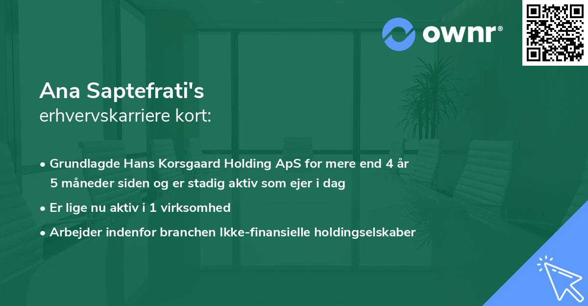 Ana Saptefrati's erhvervskarriere kort