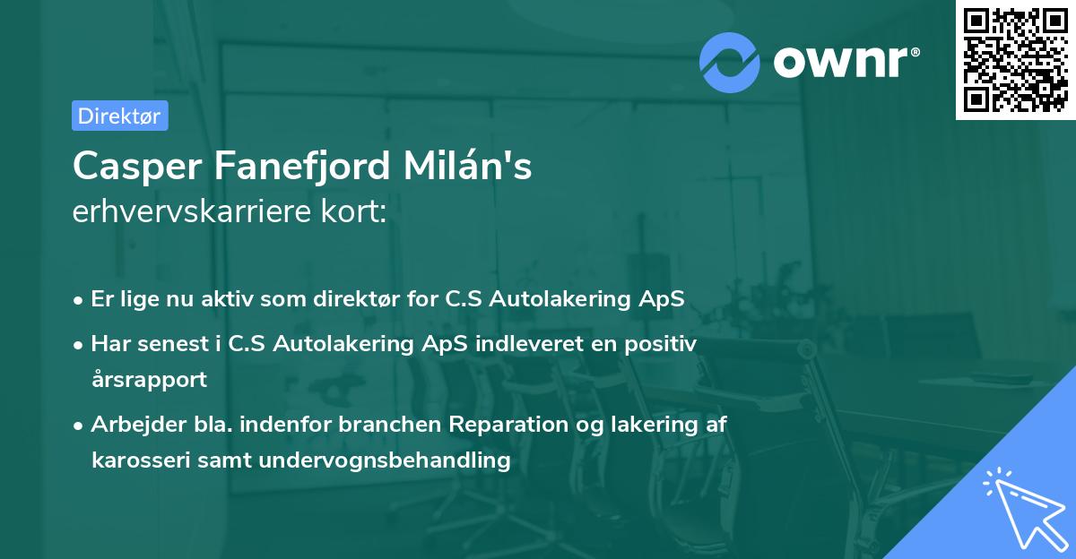 Casper Fanefjord Milán's erhvervskarriere kort