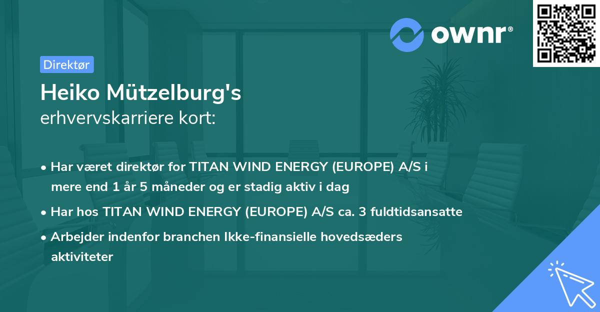 Heiko Mützelburg's erhvervskarriere kort