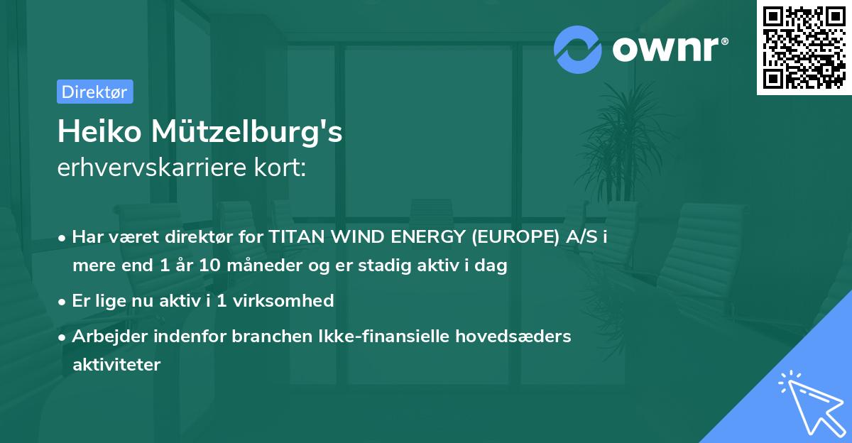 Heiko Mützelburg's erhvervskarriere kort