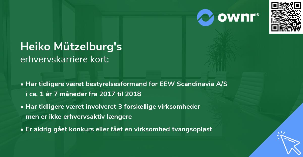 Heiko Mützelburg's erhvervskarriere kort