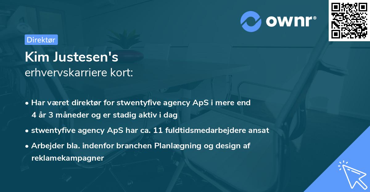 Kim Justesen's erhvervskarriere kort