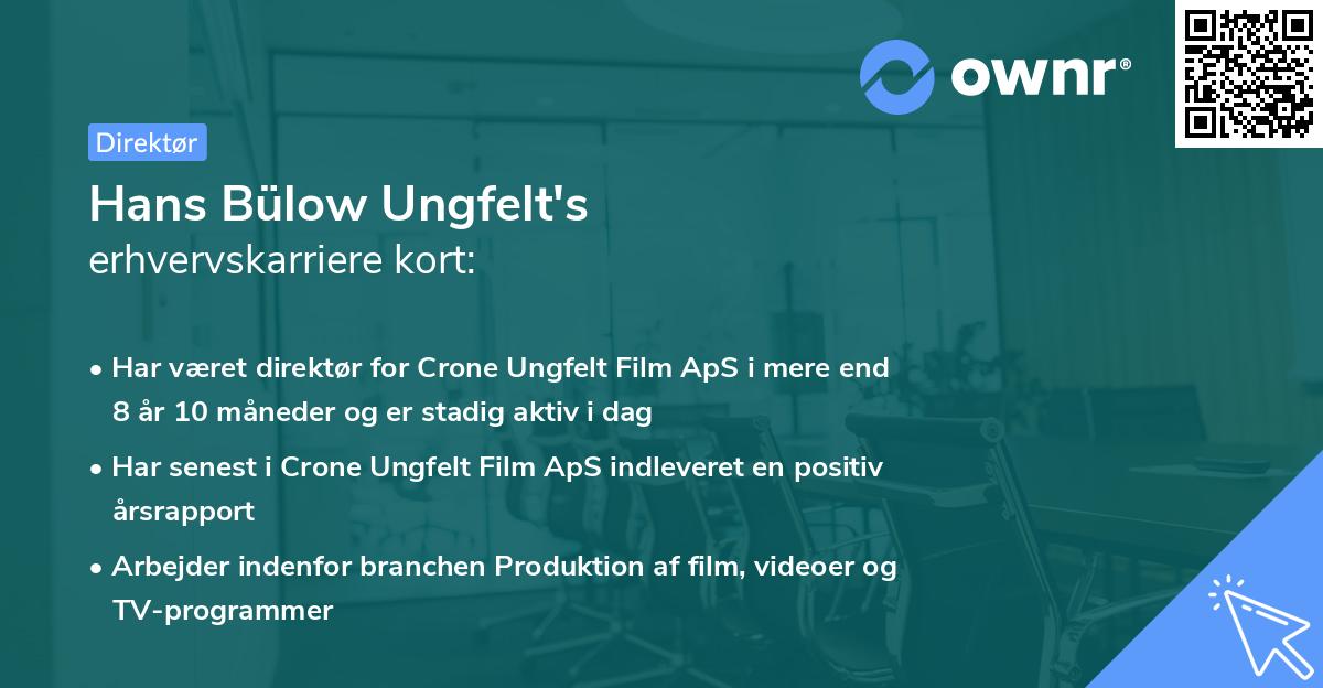Hans Bülow Ungfelt's erhvervskarriere kort