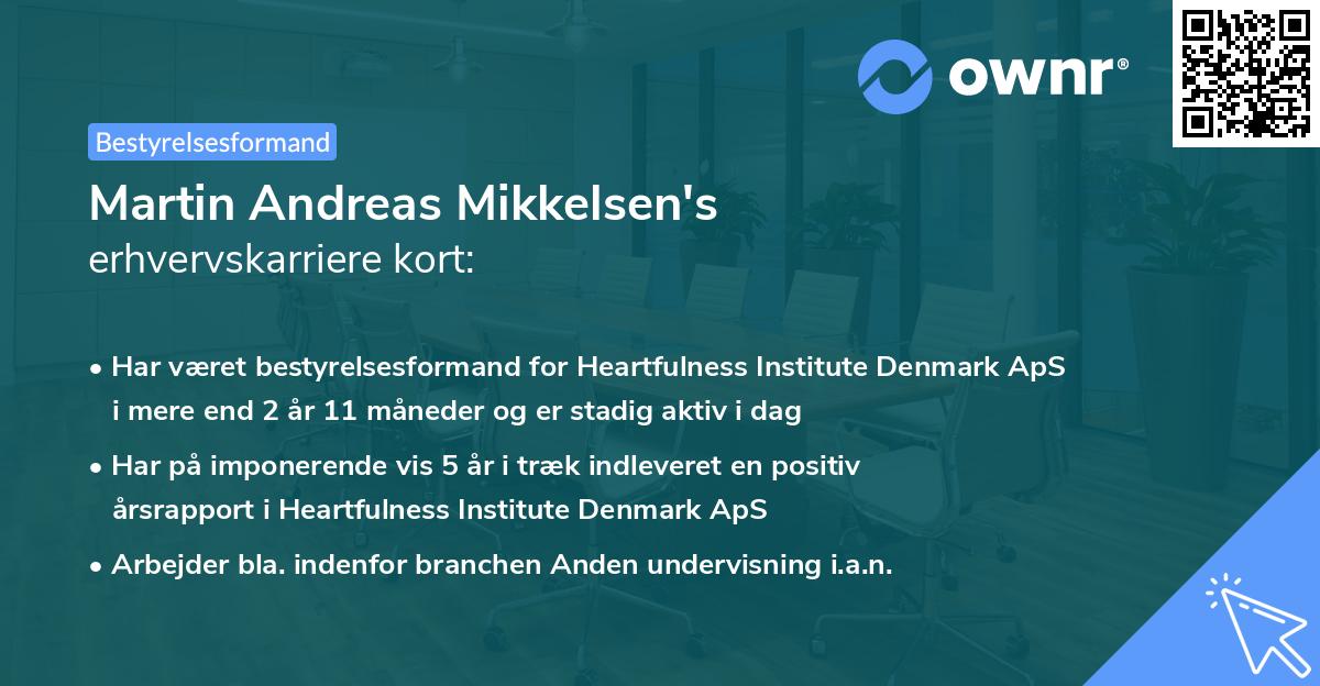 Martin Andreas Mikkelsen's erhvervskarriere kort