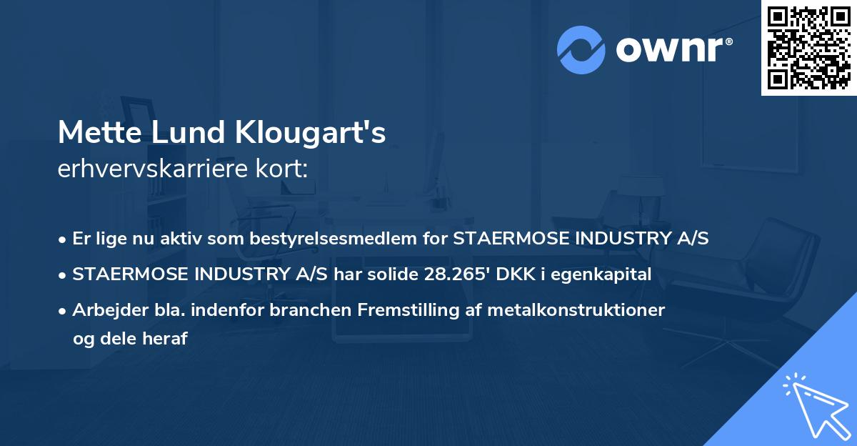 Mette Lund Klougart's erhvervskarriere kort